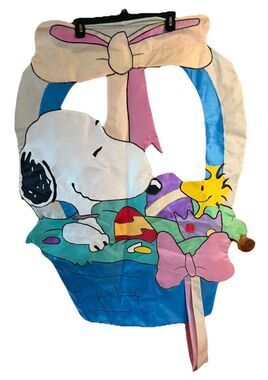 Peanuts Snoopy Easter Basket Woodstock  Flag  Beagle  Easter Eggs 40 x 30
